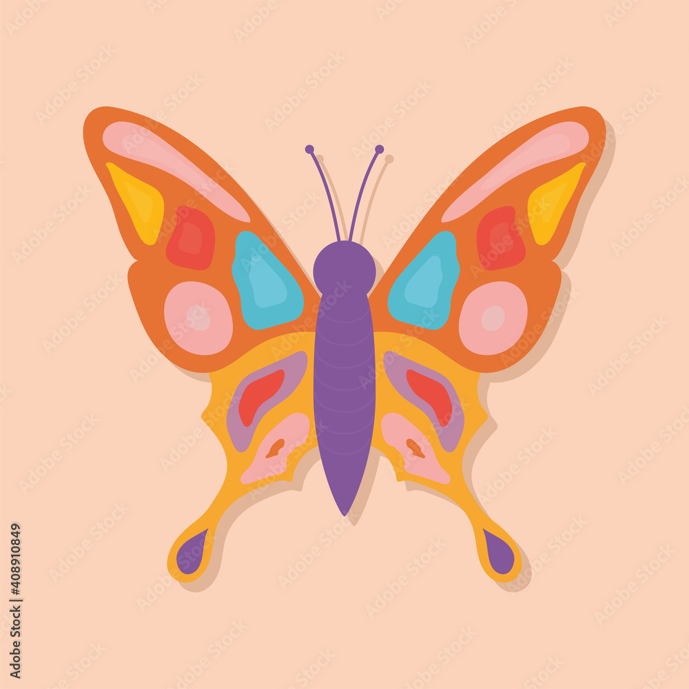 hand drawn butterfly in a orange background hand drawn butterfly in a orange background