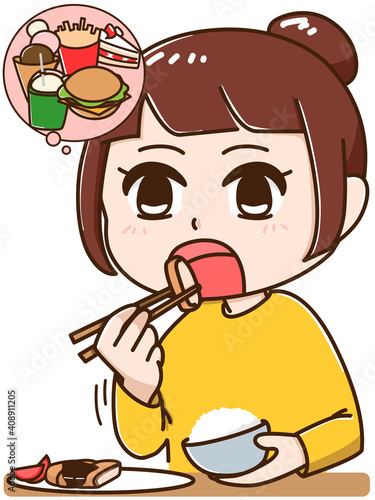 食欲が止まらない女性