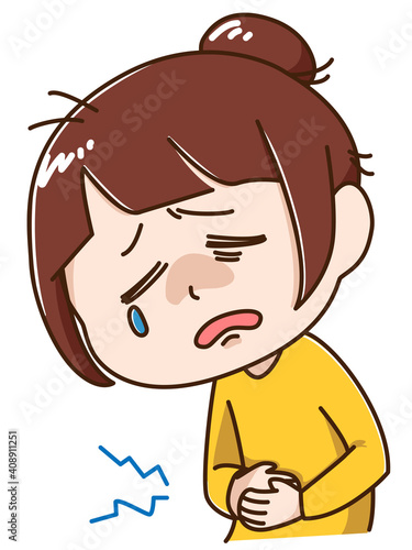 腹痛に耐える女性