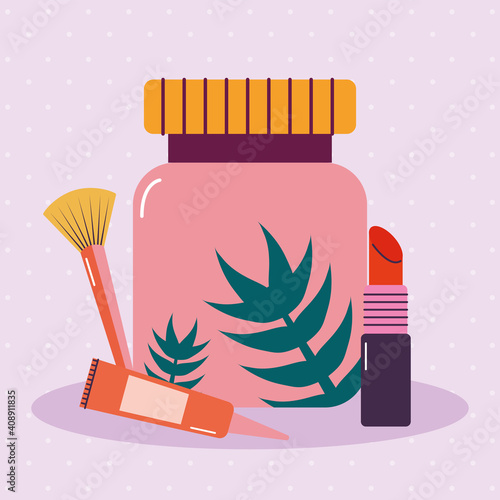 bundle of makeup icons on a purple background