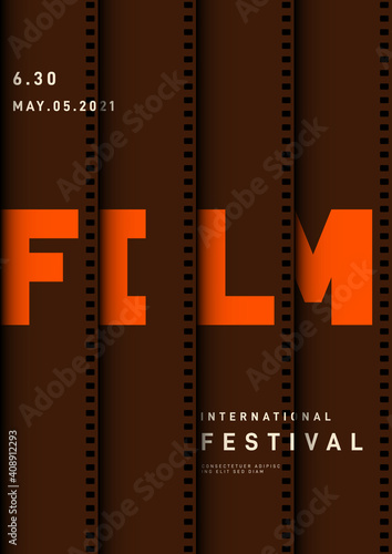 Movie and film poster design template background with vintage filmstrip