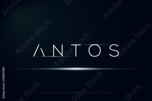 Antos, modern and futuristic space theme alphabet uppercase.