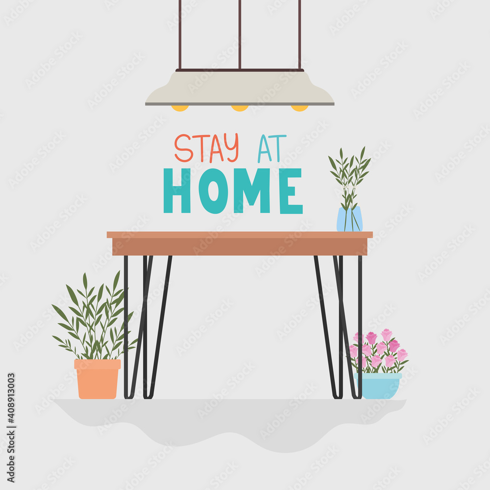 stay at home lettering and table,chairs, roses, chandelier stay at home lettering and table,chairs, roses, chandelier