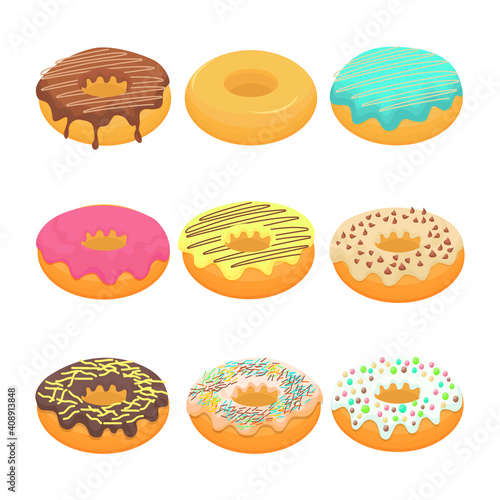 vector donuts with various flavors
