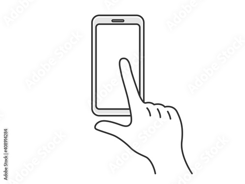 スマートフォンをタッチする手のイラスト