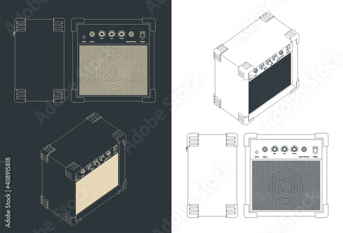 Guitar combo amplifier drawings photo