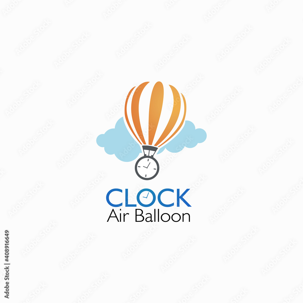 Fototapeta premium Logo Vector Clock Air Ballon Template