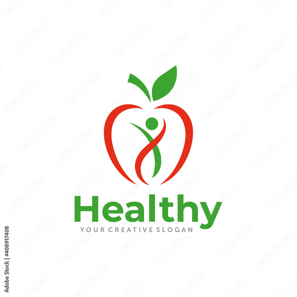 Apple Logo Design. Wellness and Healthy Nutrition Logo Design Vector Apple Logo Design. Wellness and Healthy Nutrition Logo Design Vector