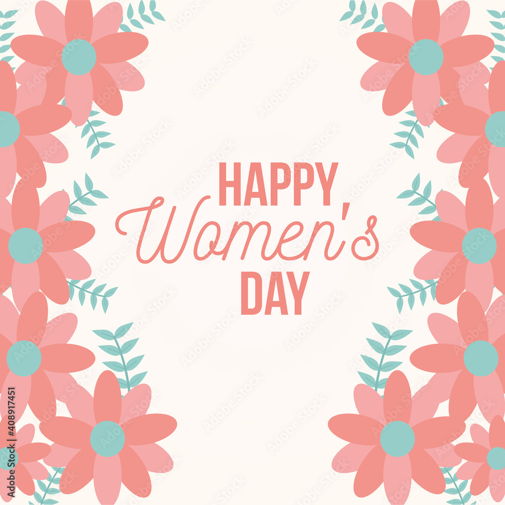happy womens day poster with flowers happy womens day poster with flowers