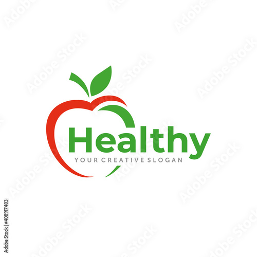 Apple Logo Design. Wellness and Healthy Nutrition Logo Design Vector