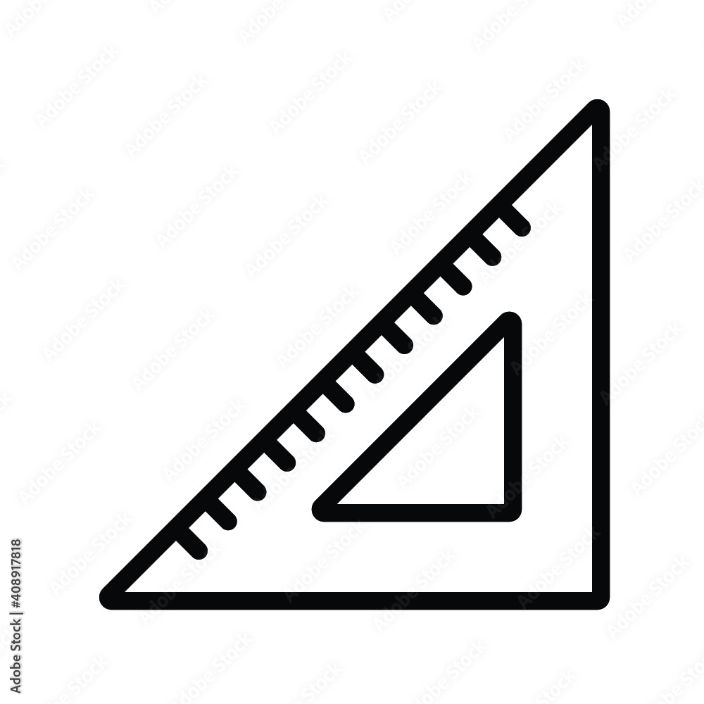 corner ruler icon, office stationery vector