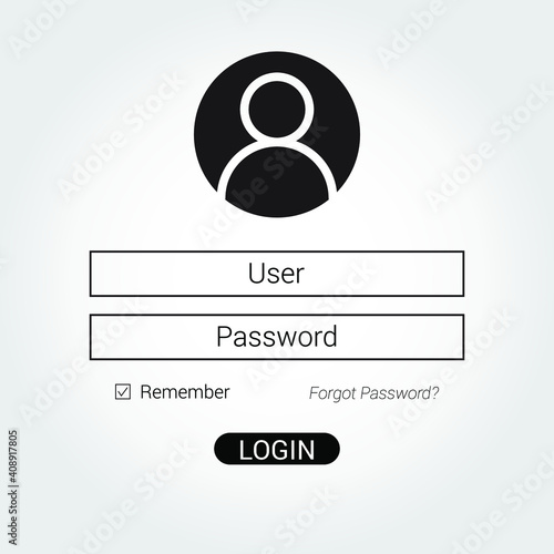 Login form in black and white. Eps10 vector illustration.