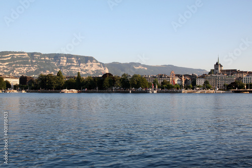 Wallpaper Mural river, city, water, bridge, panorama, view, architecture, travel, europe, city, sky, blue, landscape, sea, night, tourism, skyline, geneva, switzerland, cityscape, harbor, panoramic, lake, urban, old, Torontodigital.ca