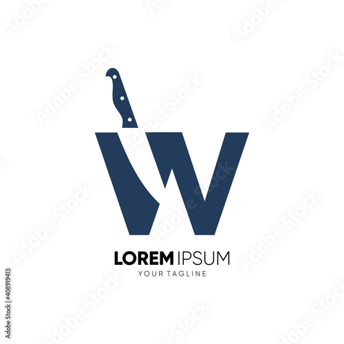 Letter W Knife Logo Design Vector	
