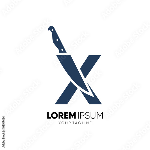 Letter X Knife Logo Design Vector	
