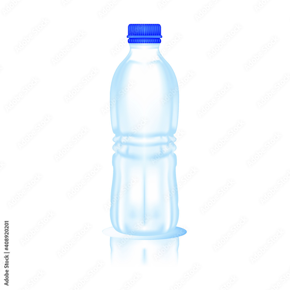 Realistic Mineral Water Bottle With Blue Cap. Bottle Mockup. Vector Illustration. Realistic Mineral Water Bottle With Blue Cap. Bottle Mockup. Vector Illustration.