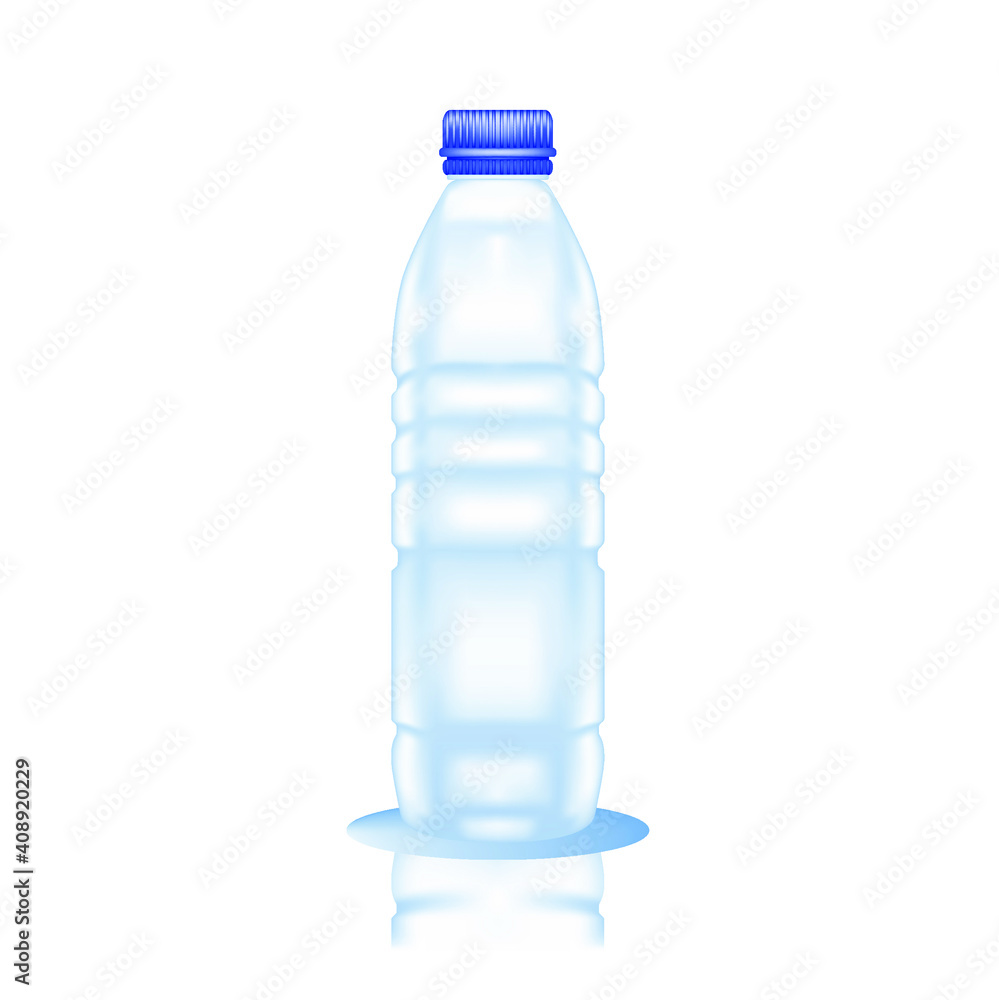 Realistic Mineral Water Bottle With Blue Cap. Bottle Mockup. Vector Illustration. Realistic Mineral Water Bottle With Blue Cap. Bottle Mockup. Vector Illustration.