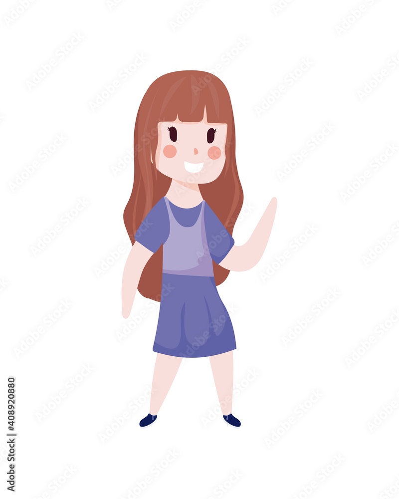 cute little girl cartoon isolated white background cute little girl cartoon isolated white background