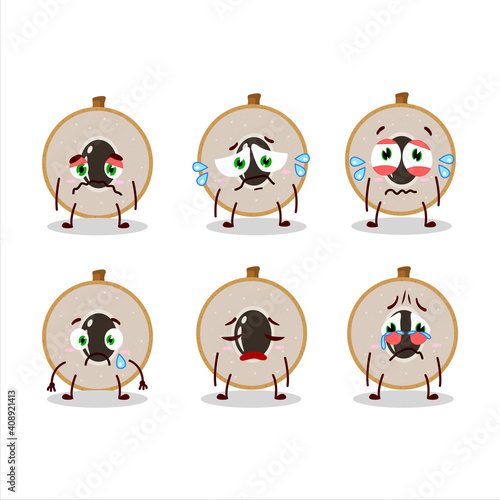Slice of longan cartoon character with sad expression