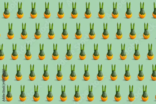 Colorful easter minimal pattern avocado bunny