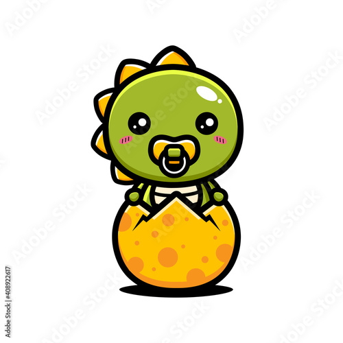 Cute newly hatched baby dinosaur vector design