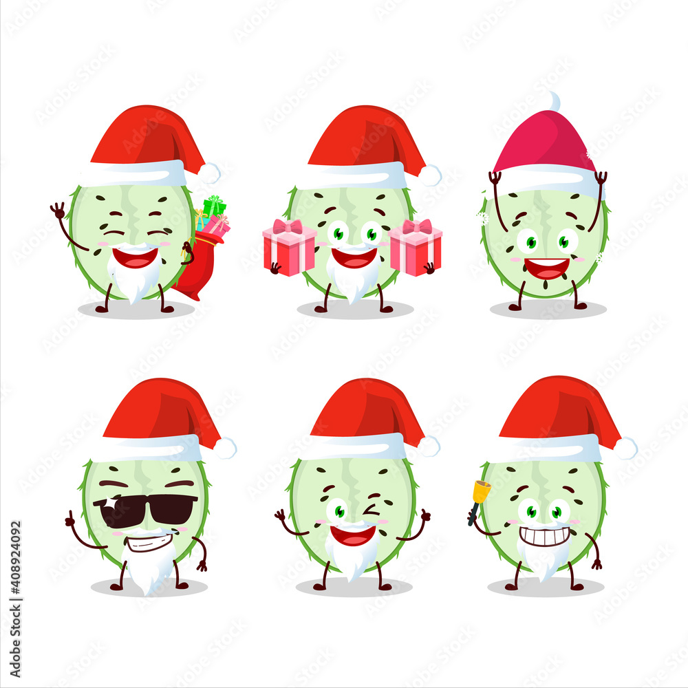Santa Claus emoticons with slice of soursop cartoon character Santa Claus emoticons with slice of soursop cartoon character