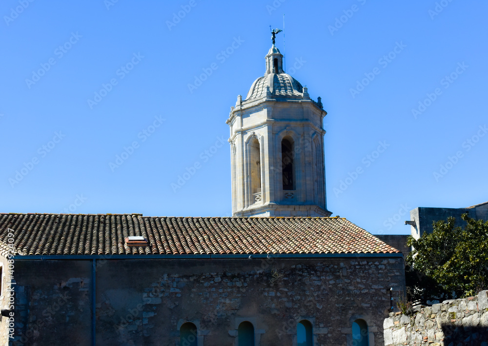 view on the church of the medieval city of Girona, Catalonia, Spain