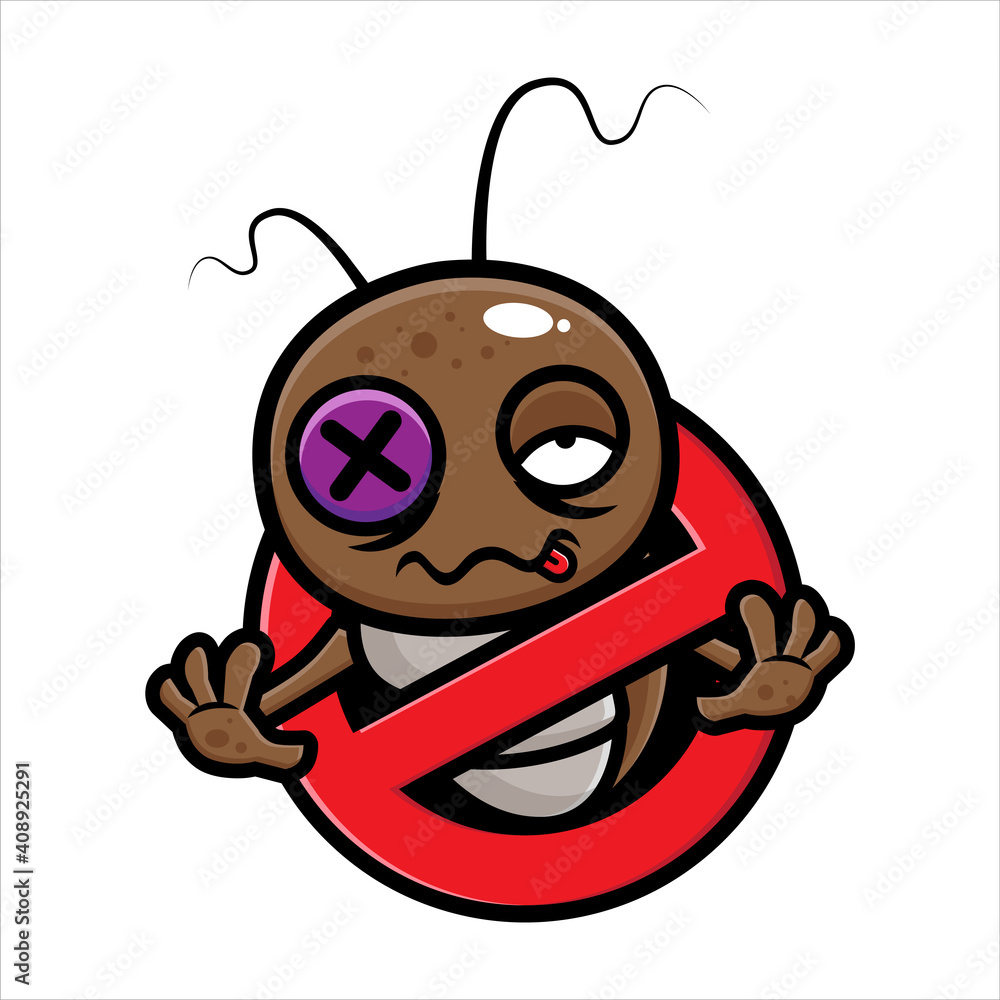 Obraz premium Vector design of cockroach ban sign