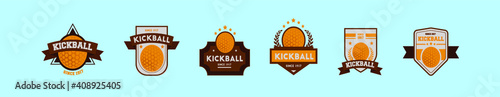 set of kickball logo cartoon icon design template with various models. vector illustration isolated on blue background photo