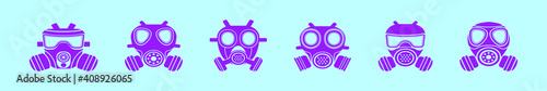 set of respirator cartoon icon design template with various models. vector illustration isolated on blue background