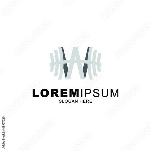 A logo or W logo vector with barbell shape for athletic gym and fitness center