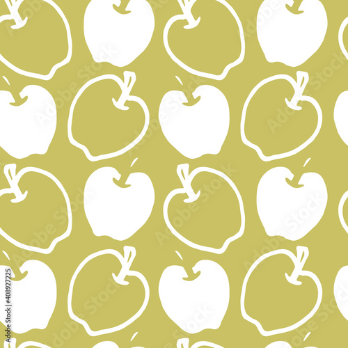 Vector hand drawn green apples simple seamless pattern background. Perfect for fabric, scrapbooking and wallpaper projects.