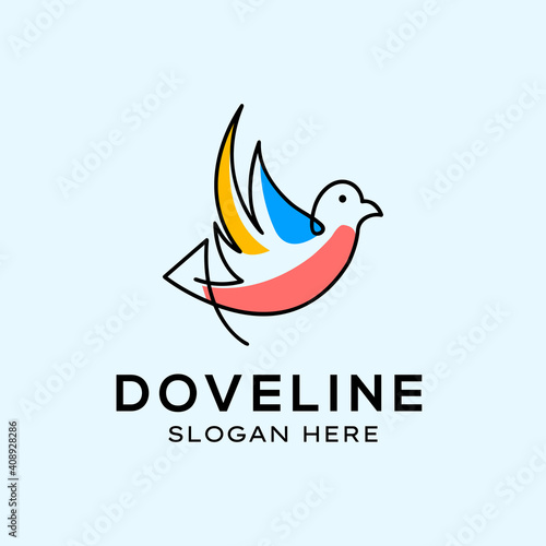 Dove logo vector icon line outline monoline illustration