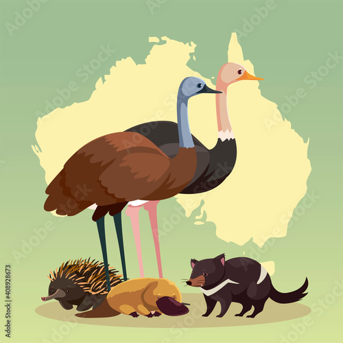 australian continent map habitat animals fauna and wildlife