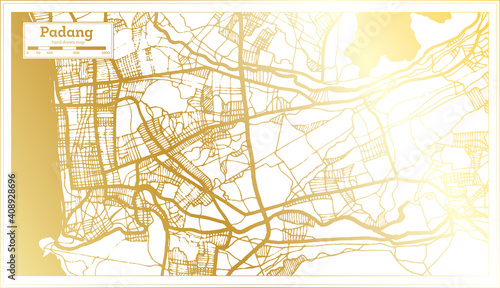 Padang Indonesia City Map in Retro Style in Golden Color. Outline Map.