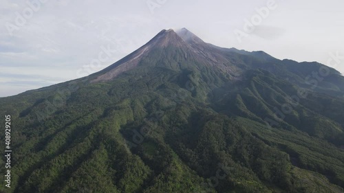 Scenic Aerial View of Mount Merapi in the Morning, A View From Bunker Kaliadem, Kaliurang, Jogjakarta photo