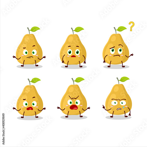 Cartoon character of pomelo with what expression