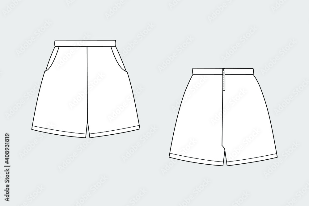 Shorts vector template isolated on a grey background. Female model ...