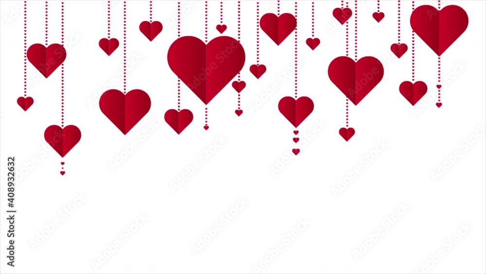 Paper holiday hanging hearts supply, art video illustration. Paper holiday hanging hearts supply, art video illustration.