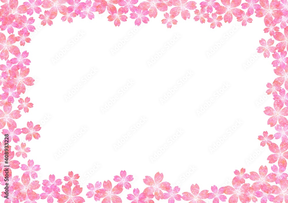 余白がある桜の花の和紙背景 no.05