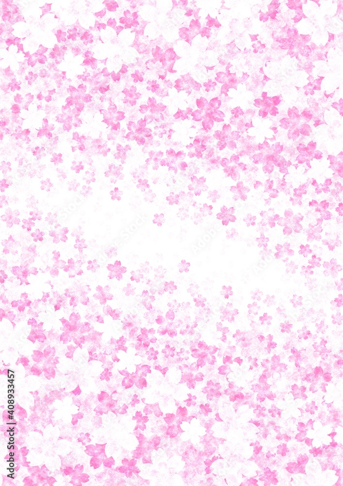 桜の花が一面に咲く和紙背景  vol.05