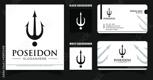 Trident Poseidon Simple Logo Design