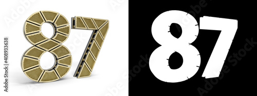 Number eighty-seven (number 87) with perforated gold segments photo