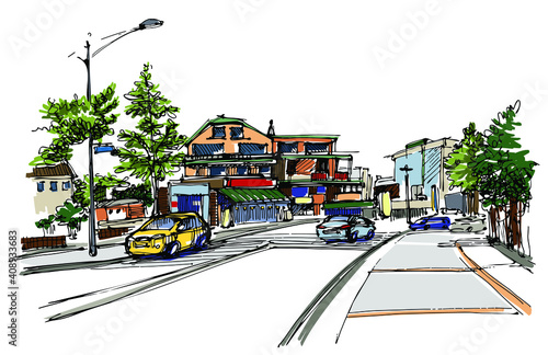 Architectural sketch of the neighboring street