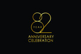 Luxury Black Gold 82 years anniversary, minimalist logo years, jubilee, Ribbon greeting card. Birthday invitation. Gold space vector illustration on black background - Vector