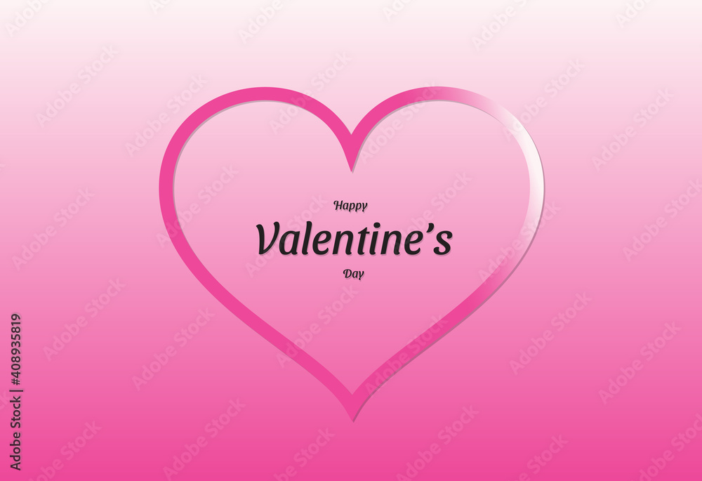 Valentine's day illustration with pink gradient heart on pink gradient background