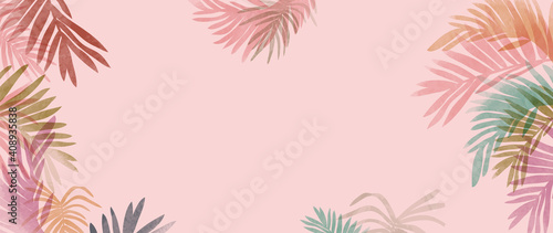 summer tropical wall arts vector. Palm leaves  monstera leaf  Botanical  background design for wall framed prints  canvas prints  poster  home decor  cover  wallpaper.