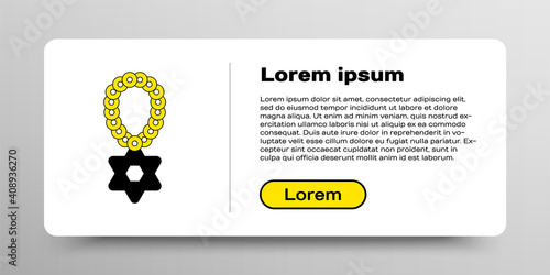 Line Star of David necklace on chain icon isolated on white background. Jewish religion symbol. Symbol of Israel. Jewellery and accessory. Colorful outline concept. Vector.