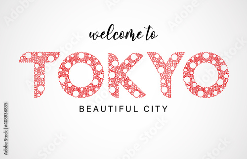 Photography Tokyo Logo Welcome To Text and Country Flag Colors Vector Illustration, EPS10