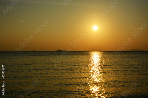 golden sunset on the sea horizon in Sanya of Hainan © young